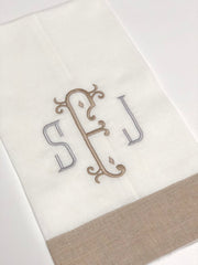 Linen Hemstitched Guest Towel - White