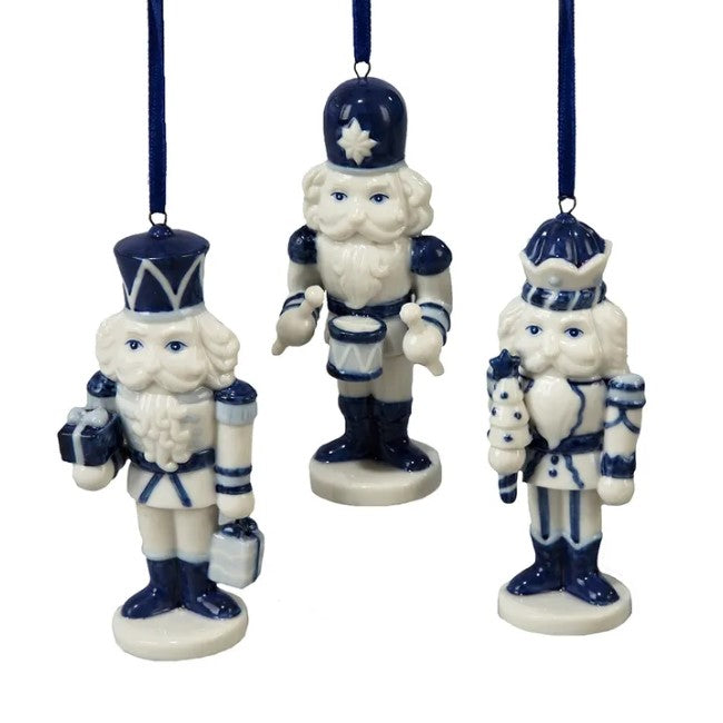 Kurt Adler Porcelain Delft Blue Nutcracker Ornament
