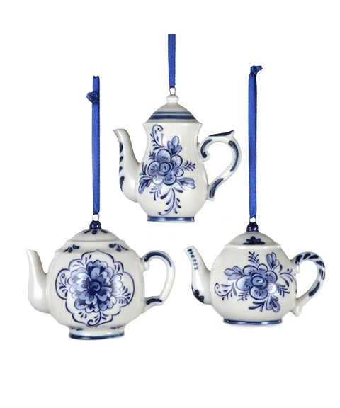 Delft Blue Teapot Ornaments - Assorted