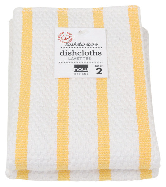Basketweave Lemon Yellow Dishcloths