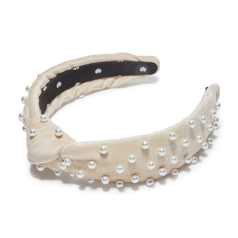 Lele Sadoughi - Embellished Knotted Headband - Latte Slim Pearl