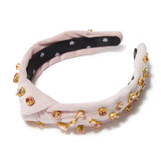 Lele Sadoughi - Velvet Slim Candy Jeweled Knotted Headband - Sparkling Blush