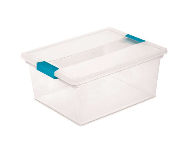 Sterilite 6 qt Clear/White Latch Storage Box 4-7/8 in. H X 14-1/8