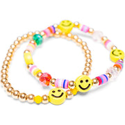 Smiley Gold Beaded Bracelet Set