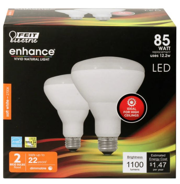 FEIT Electric Enhance BR30 E26 (Medium) LED Bulb Soft White 85 Watt Equivalence 2 pk