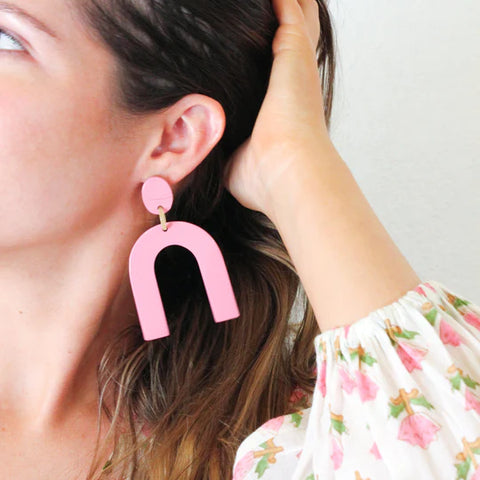 Light Pink Horseshoe Earrings