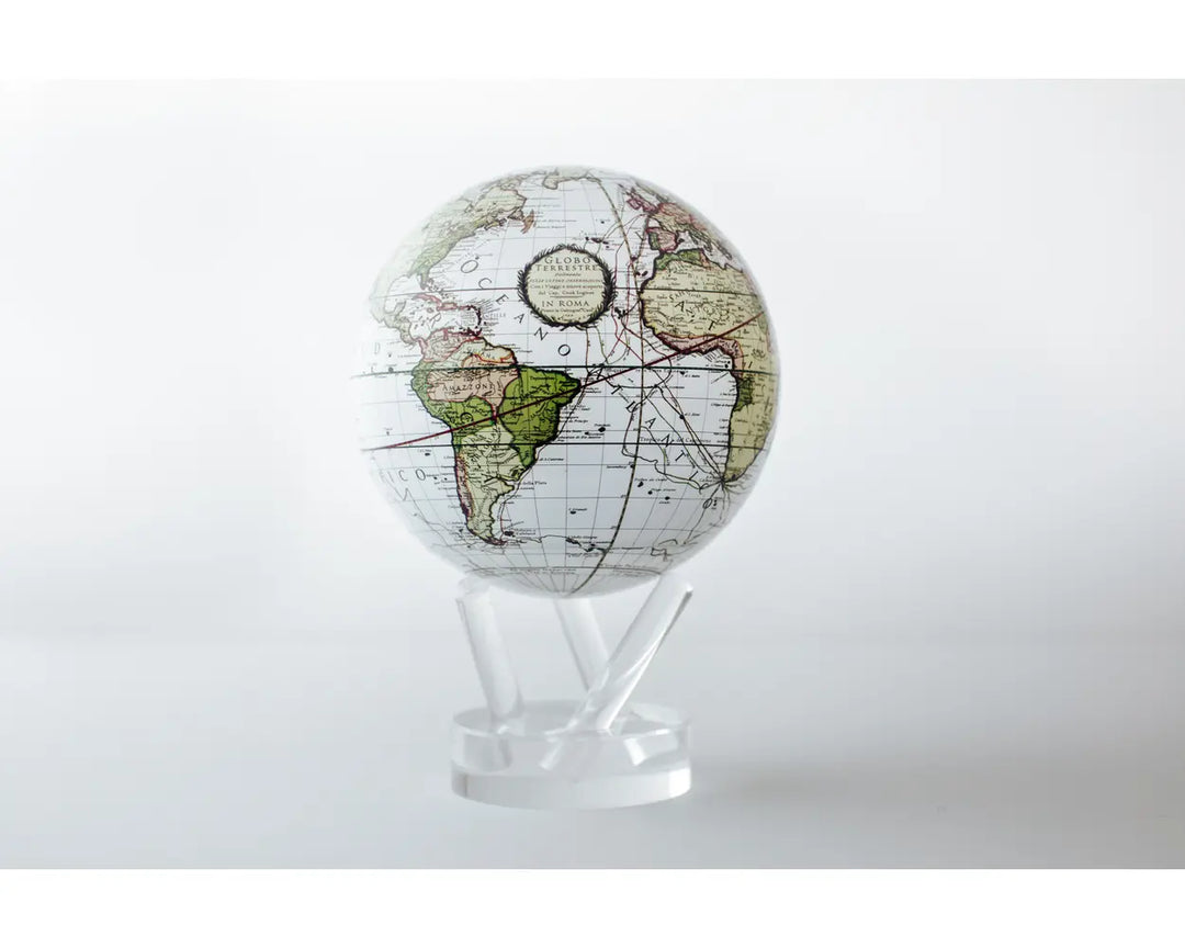 Mova - Spinning Globe - Antique Terrestrial White 4.5"