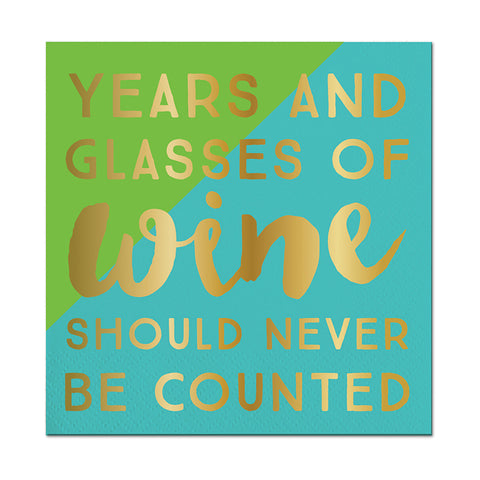 Beverage Napkins - Years Glasses Wine